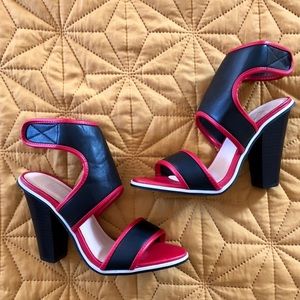 New Beau and Ashe red black white heels size 7.5